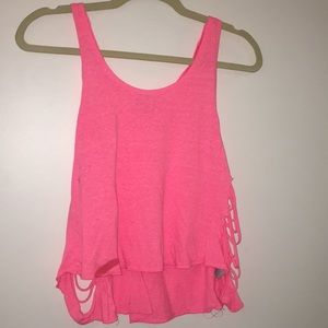 flowy neon tank with side cut outs